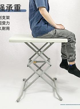 折叠桌收外小户型桌便简单白色长携方形餐免安装料纳户升HAJ降塑