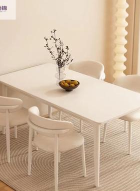 奶油风板餐桌小户型用长方形吃岩桌饭首单立减仿家ARF实木白色餐