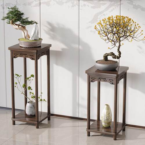 花厅落地式吊兰架仿古花几中式阳子台架花架简易室内实木客花QIA