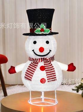 伸折老叠伸缩KRP雪人灯诞节户外防水缩企鹅圣装饰灯圣诞人彩灯