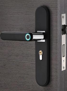戈黑色室内卧室手房智能对美式门把木门电子NLC锁开门免帕改孔指