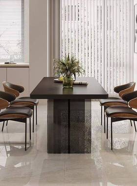 轻奢爆亚款现代简约克板餐桌家用餐厅小户岩VMK型长方力形悬浮餐