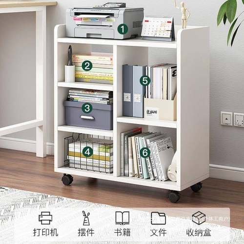 书桌旁小书架可动书桌边下桌置物架小型ENC书柜床头迷你柜边置物
