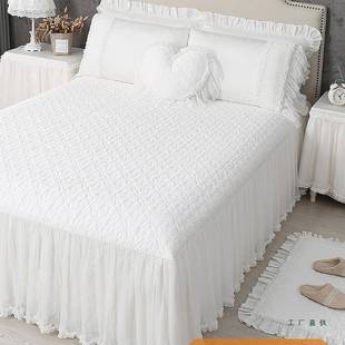 贡缎长绒棉单件罩床床罩蕾丝棉质遮丑F9676S7J下带摆床围裙床单裙