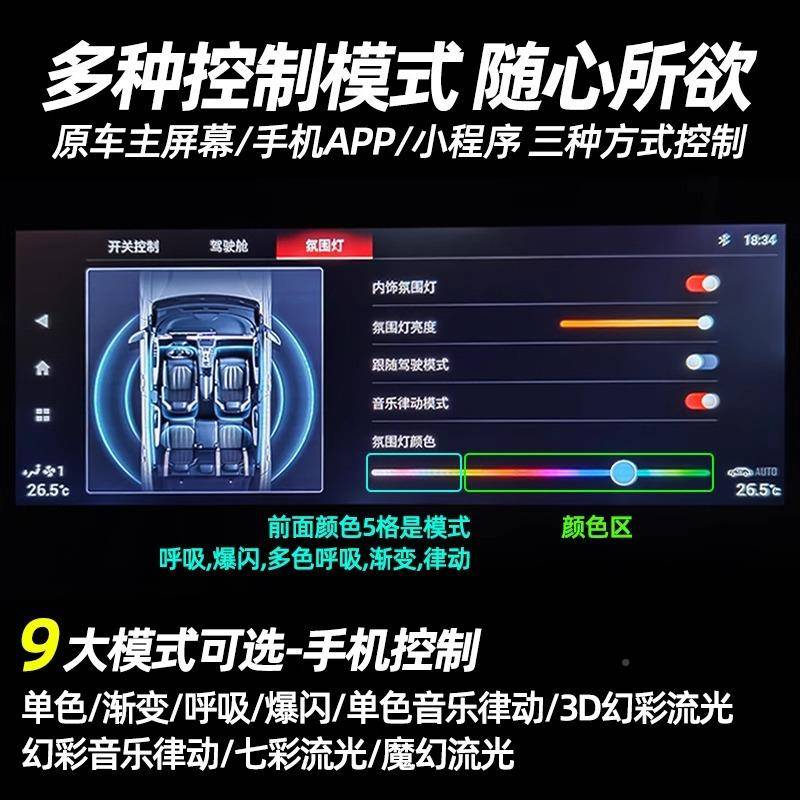 传专用氛围灯传祺奇影豹/SHX-FT-FM8E9//GS8/SG4车内氛围灯改装