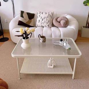 奶客厅YUN油玻璃茶几小户型风家现代简约茶桌出租屋方用形一体小