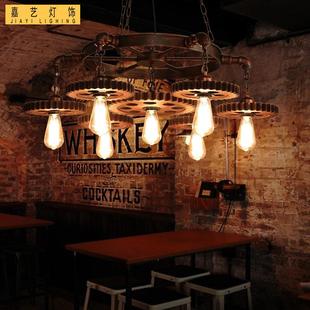 创意个复古怀旧美业DD1168风性齿轮吊灯服装 店铺发理发工店酒吧餐