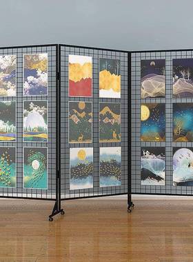 折户叠动LNE网格架画室画展览幼移儿园网作品展示架铁艺架外美术