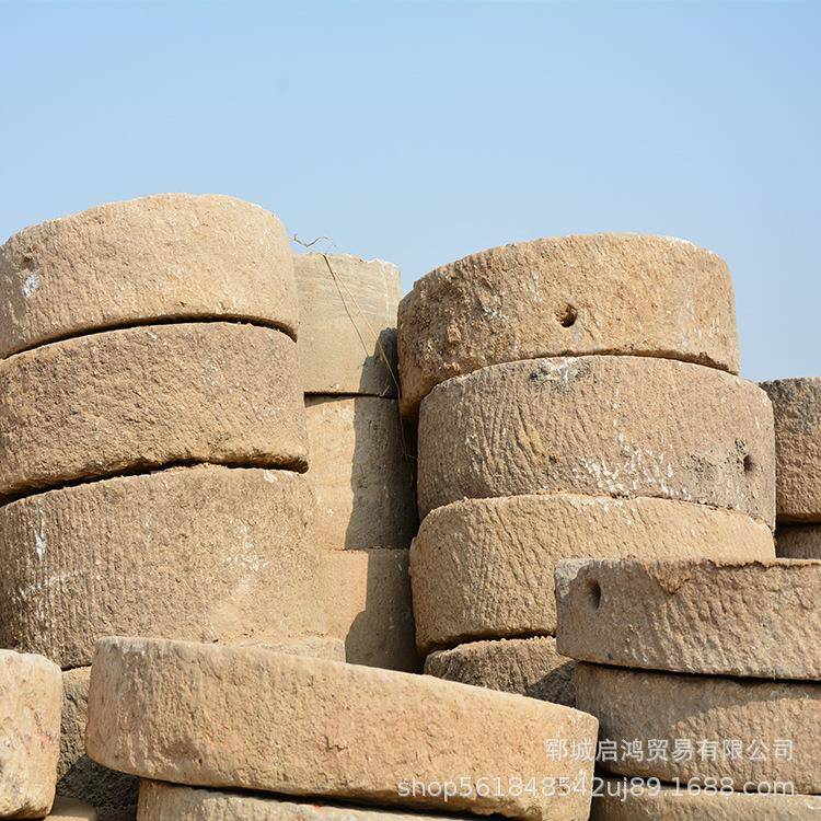 大量出售石老旧石磨盘民老石间雕刻石盘碾头子石磨盘仿古做旧石雕