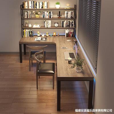实CGC弯木转角长书桌架脑一书体组合双人家用L型拐电桌7字型办公