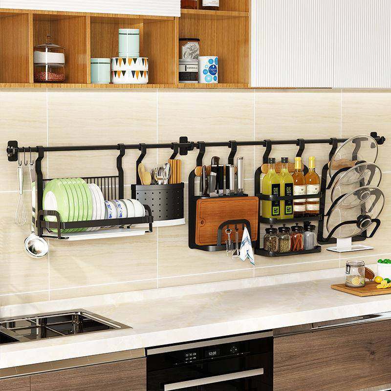 不水PDD20479锈钢厨房碟置物架壁挂式免打孔物黑色沥篮碗架收纳架,厨房/烹饪用具,抹布架/厨房清洁收纳架,淘宝优惠券,粉丝福利购,淘宝优惠卷