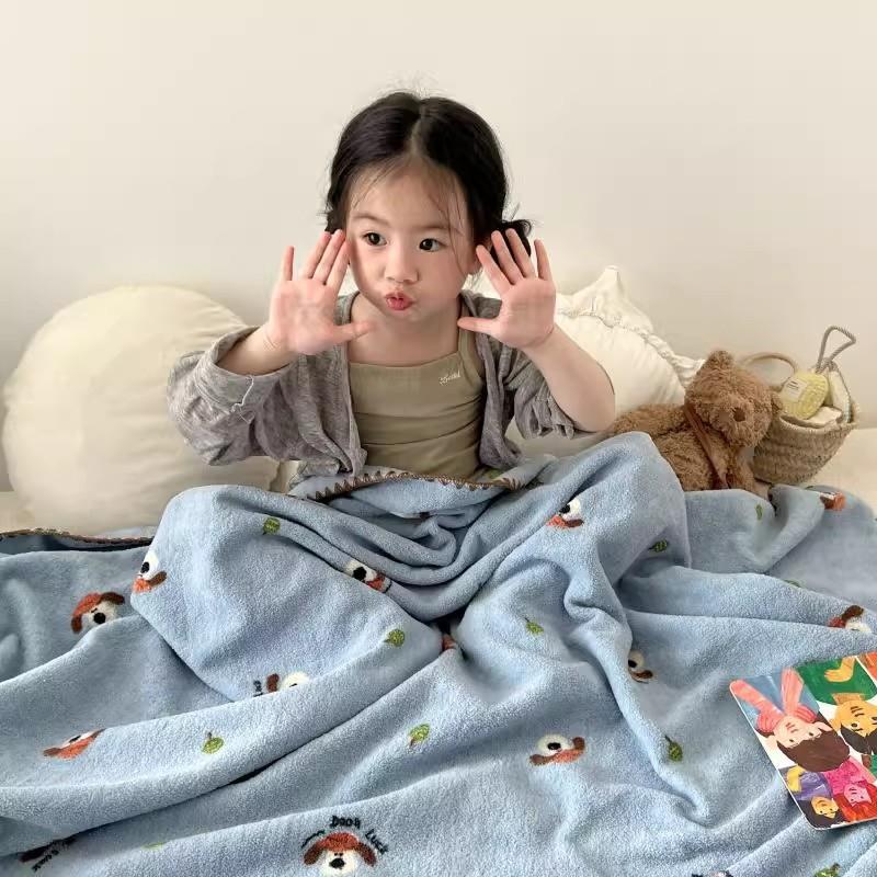 卡通舒棉边绒双面绒毛毯贝壳多功沙毯发午UDN休盖毯婴幼儿能四季