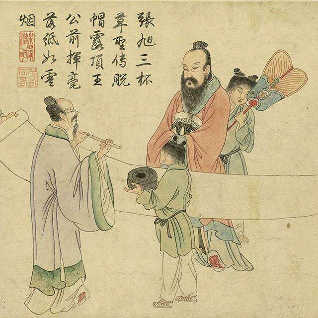 元任QLK仁图发饮中画八仙复古画长卷国高清微喷复制品临摹装饰书