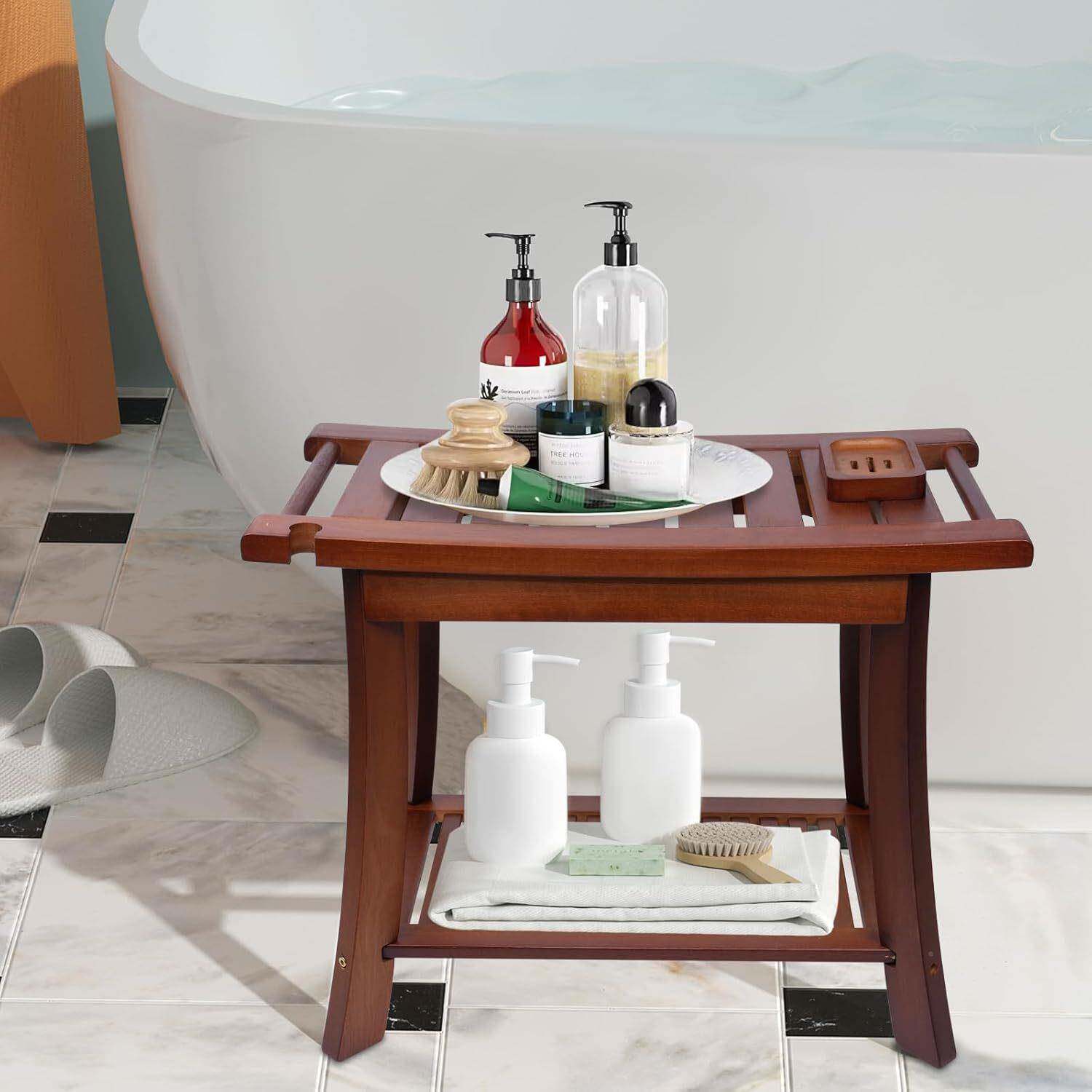 木凳物双层淋凳可挂毛柚巾置浴室长方形820浴淋浴喷头防滑浴室凳