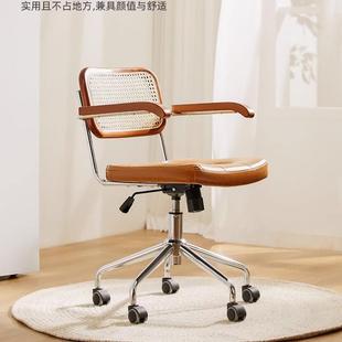 书房电实脑椅藤编木公椅家办升用卧室书桌日式 9001复古降网红学生