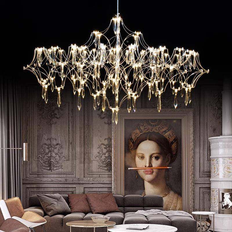 法式水晶L现吊372灯后楼代轻奢别墅复式客厅餐厅卧室LED光立方ED