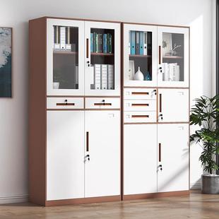 钢财制办HS 12公文件柜带铁锁资料柜档案柜皮务凭证矮多门员工更