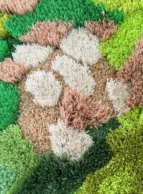 床IXZ跨境创机织腈纶地毯地垫意爱心绿色艺术毯计设师款客厅卧室