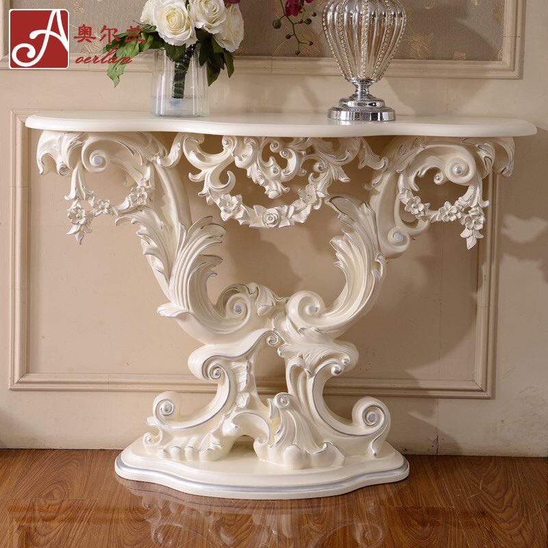 欧式玄关桌 新古典玄关台法式田园玄关客厅门厅柜别墅实木端景台