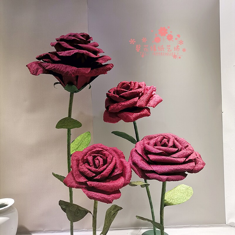婚庆装饰路引纸花大红色节日橱窗婚礼布置立体手工成品立体纸艺花