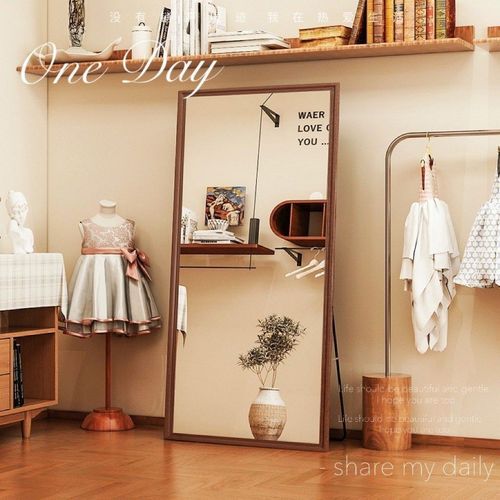 照玻璃镜子实木全身镜落地镜家用不变形真实穿衣镜挂墙卧室试衣镜