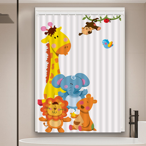 卡通浴室防水窗帘免打孔安装卫生间厕所帘小窗户飘窗遮阳帘遮挡帘