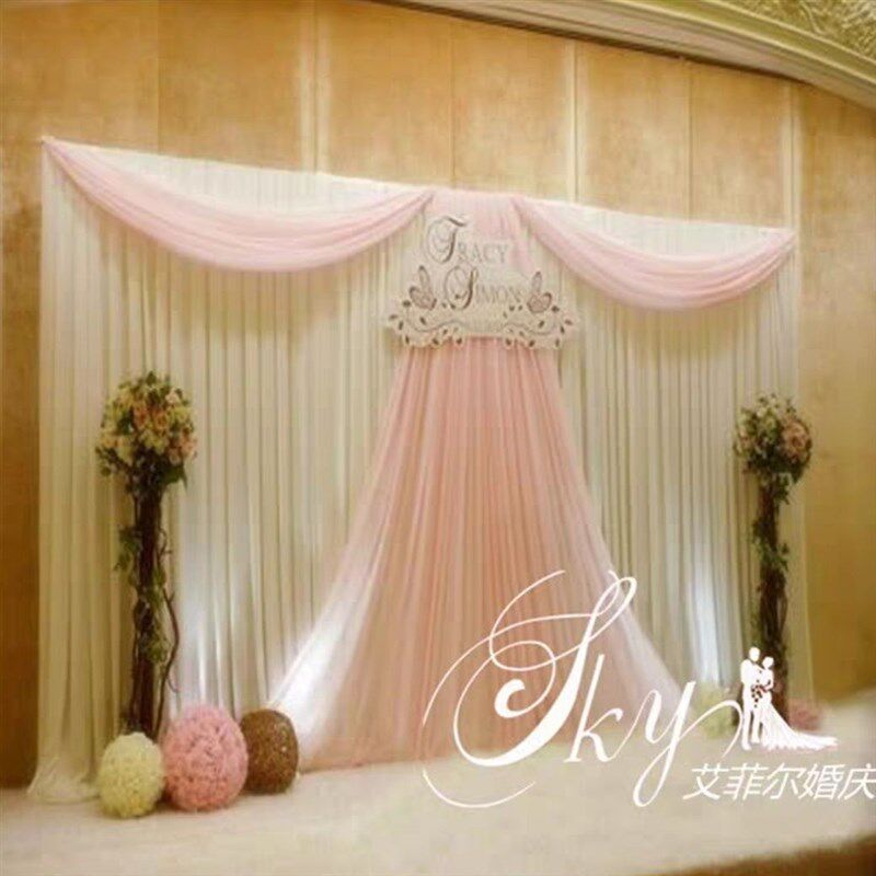 新款中式婚礼婚庆金丝绒背景纱幔布幔开业庆典过寿幼儿园舞台幕布