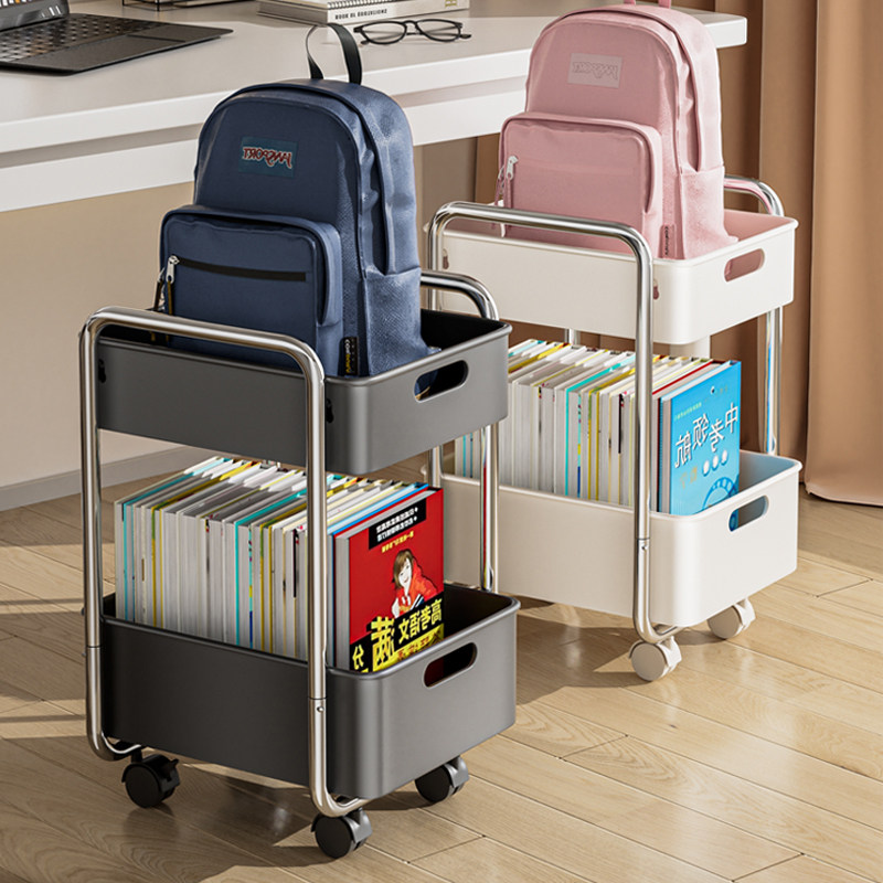 书包置物架落地移动小推车收纳架放书本零食家用带轮多层收纳神器,收纳整理,整理架/置物架/收纳架,淘宝优惠券,粉丝福利购,淘宝优惠卷