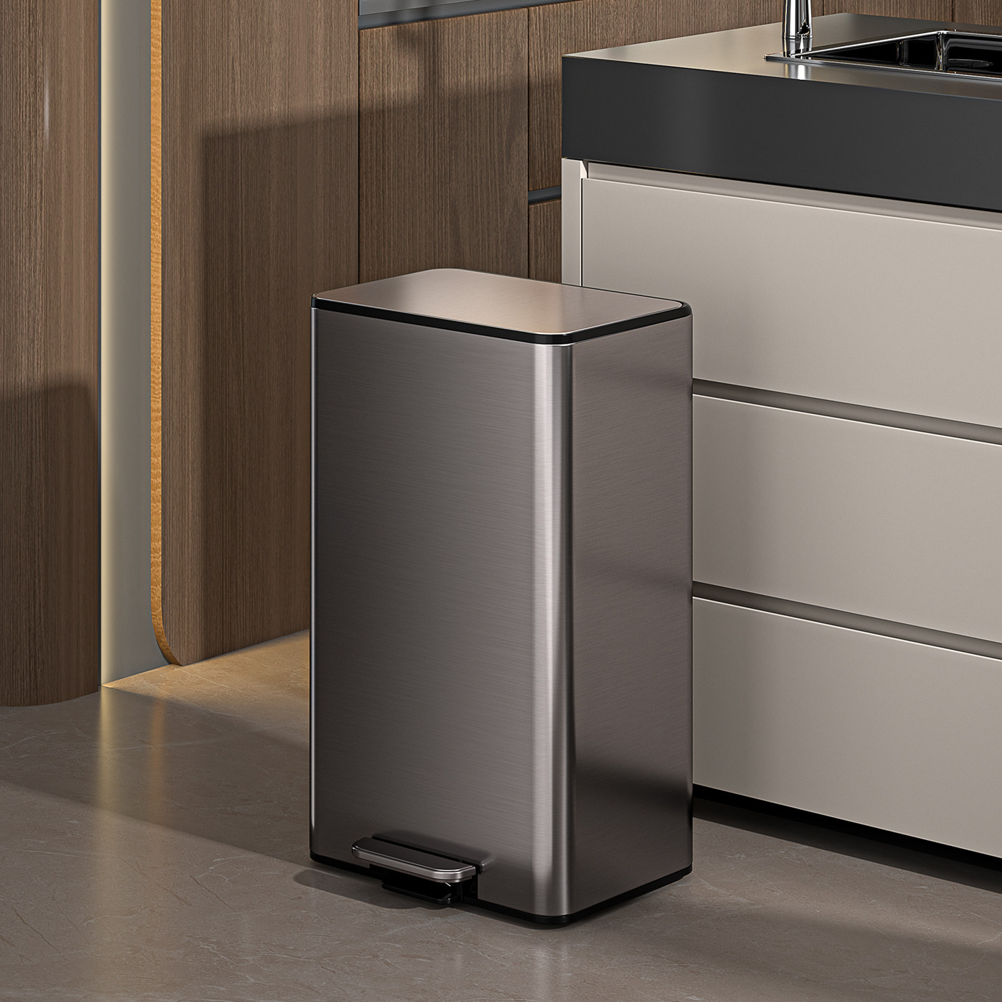 厨房垃圾桶家用不锈钢意式2025新款客厅大号大容量轻奢高档垃圾筒