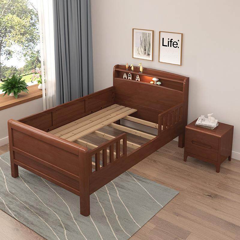 全实木儿童加栏宽拼接床老人床单人床米1.2米1VTO.护35带老式高脚