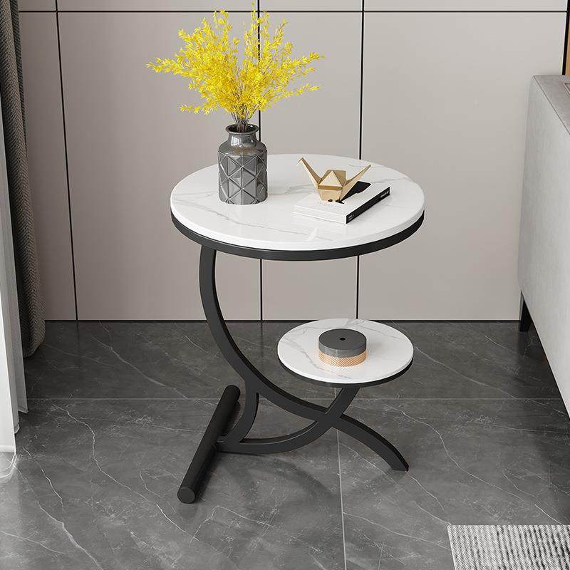 轻奢板边几简岩约现代圆发形桌客厅小茶几阳台小圆792沙茶桌网红