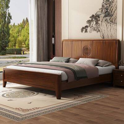 新紫中式金檀木实DNB木床1.85米主卧婚床双人床1.现代简约工米厂