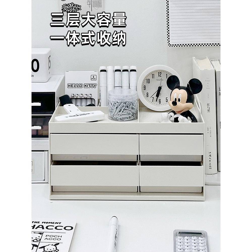 桌面收纳盒杂物文ZA12199具桌上多功室能盒子工位办书公抽屉式架
