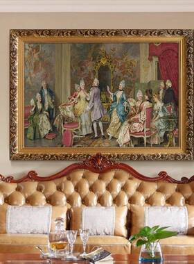 高欧式宫廷人油画贵夫人UTK装饰物画客厅挂画清店大堂壁画横版大