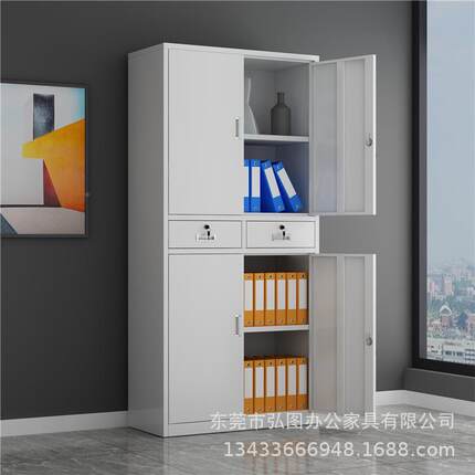 二门通铁加厚皮料柜对二门通铁开件柜铁柜书柜多隔层带锁2资门文