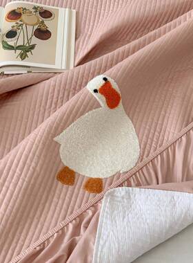 卡通可笠爱VRK鸭罩鸭毛巾绣夹棉加高床单件床垫单棉品纯加高防尘