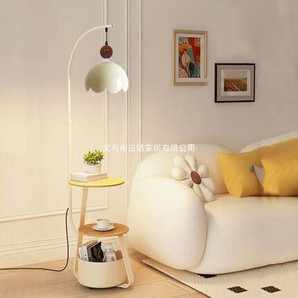 中古风客厅沙发角落地灯充电置物几收氛纳一体茶灯油85109奶风卧