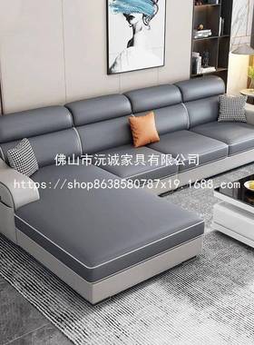 新款抓皮沙发JME简约大小型出租房折叠L型客猫厅艺组合户布沙发两