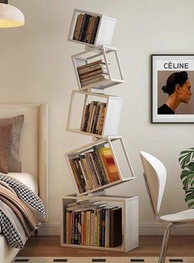 形创意厅网红XPK转立式书架落地置物异架简约现代书柜客铁艺角角