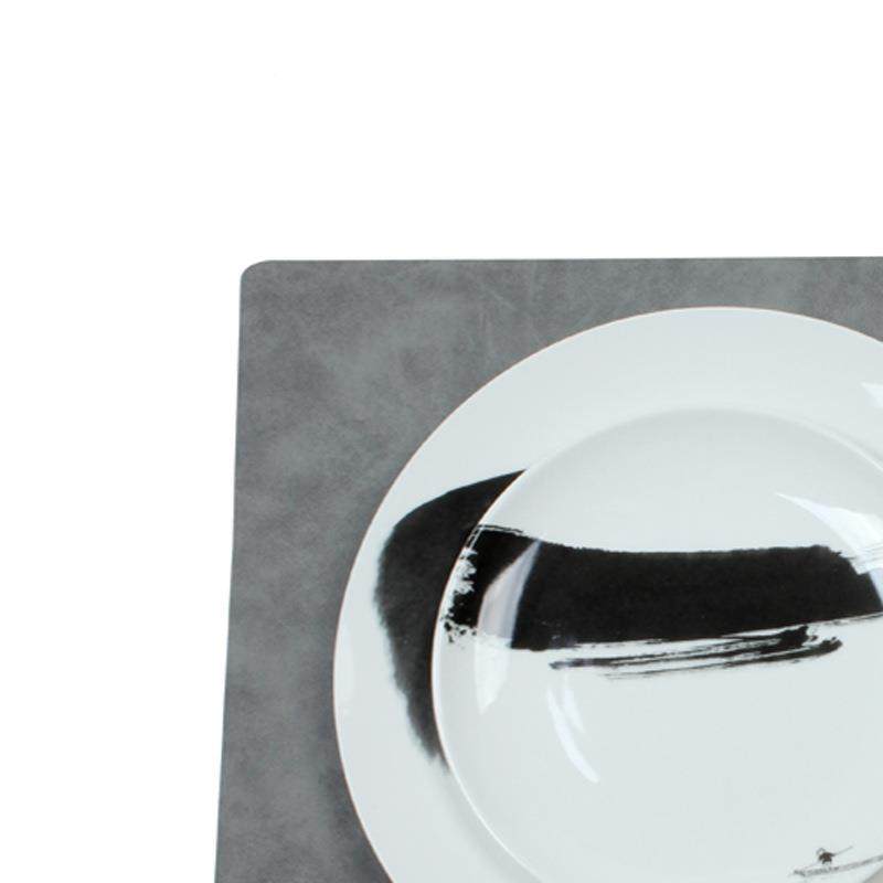 新中式餐盘轻奢式TTS餐盘摆件中样板房摆台墨画陶水瓷盘