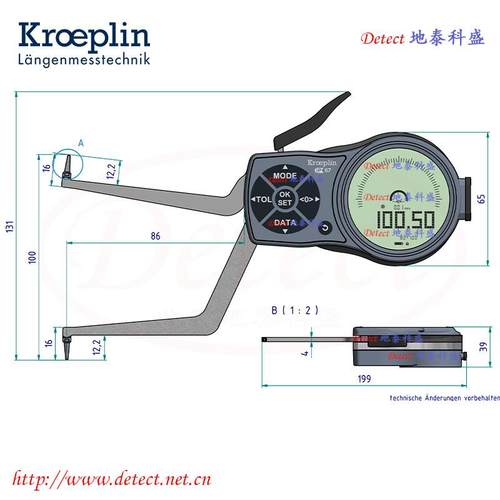 德国NROEPLI数显内测K规L2L28080防水卡防油内径测量卡尺G280