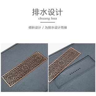 86天然乌石茶盘整块用现简约石头茶台大小金号石材茶代海茶具套家