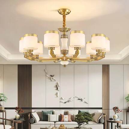 5287902新款全铜客厅吊新中式轻奢高档大气灯餐厅灯代家用别墅现
