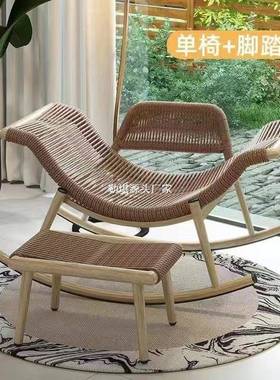 户外摇摇椅躺椅人藤成椅人家用阳客厅懒人沙发椅IZU台庭院单复古