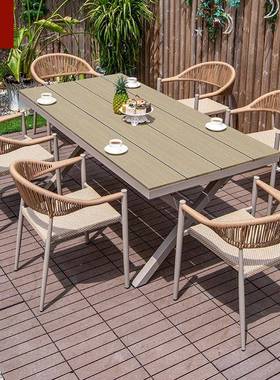 户外塑木餐椅A-078庭院别红墅闲茶几阳台网防椅水藤花园室休外桌