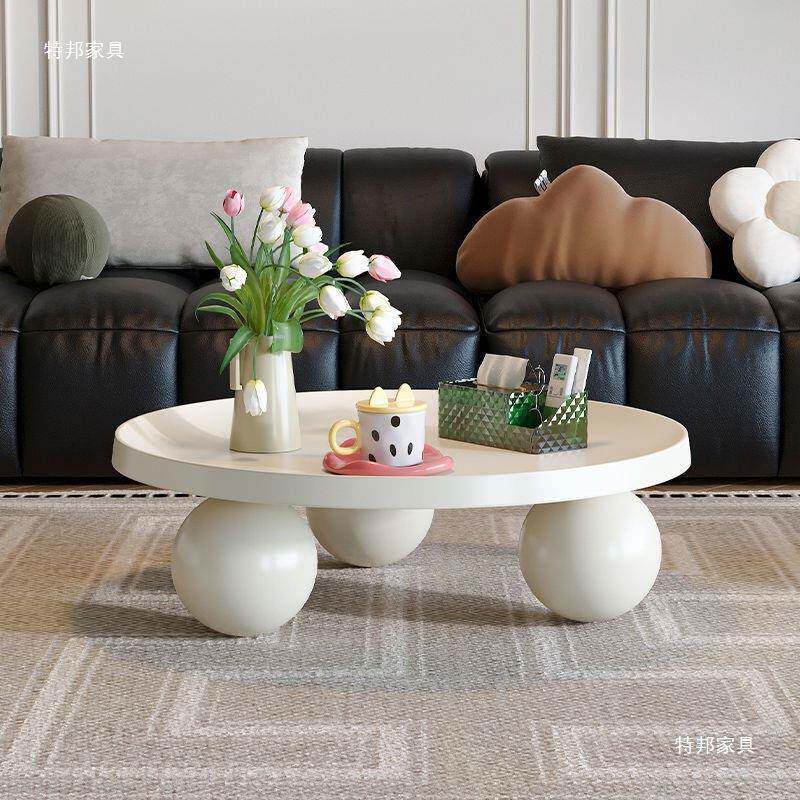 法无品牌/式奶2油风圆碗茶几小型款客厅家用户025新白色圆形中古