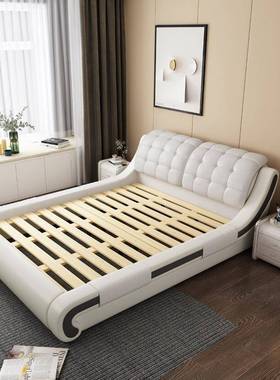 式简约轻皮床1.ANU8高米双人软体实木软体储欧奢物高箱床主卧档婚