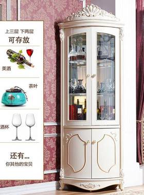 角欧式角实木墙角拐角柜柜转角酒柜柜置物架客厅边柜白色三97823