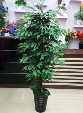 厂家仿真榕树木杆大栽型植假树绿色植绿物盆室内厅EEE客装饰摆件