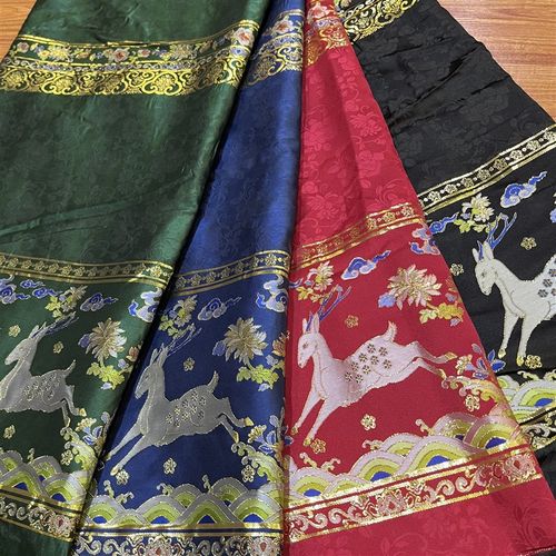 马面裙布料仿妆花梅花鹿织锦缎面料汉服